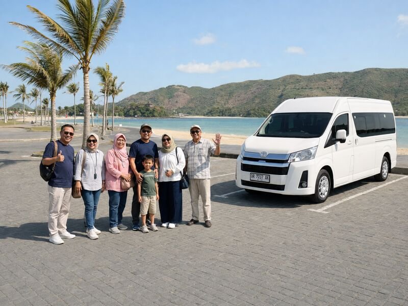 Sewa mobil Hiace bersama keluarga