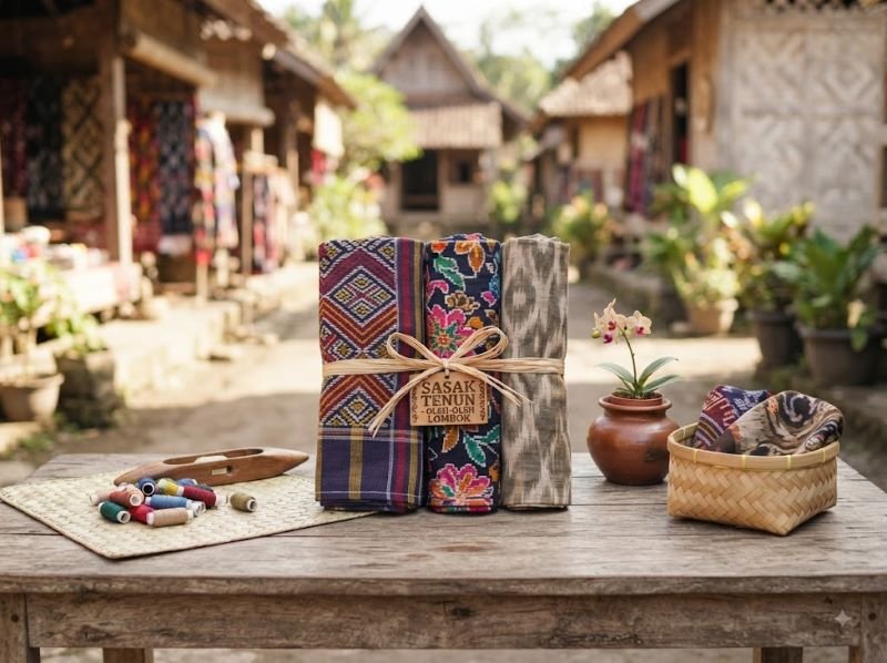 kain tenun Sasak untuk oleh oleh dari Lombok
