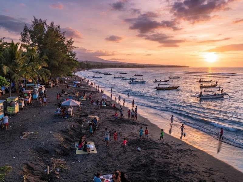 sore hari di Pantai Gading Lombok