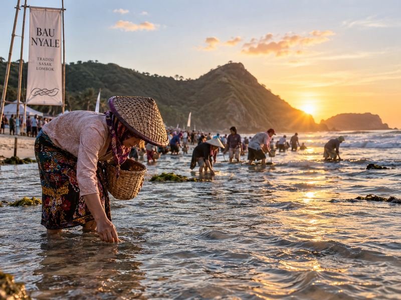 tradisi bau nyale pantai lombok