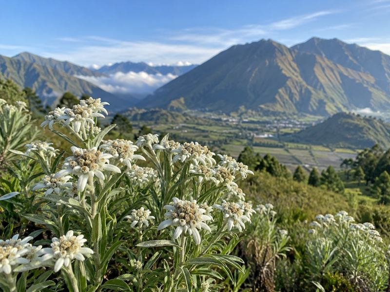 Bunga edelweis di kawasan pegunungan Sembalun Lombok