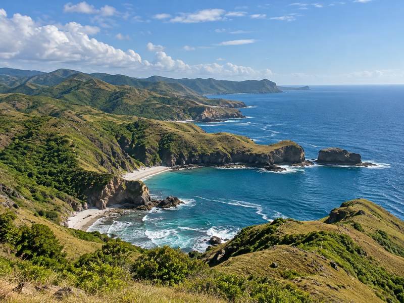 pemandangan perbukitan pesisir gunung tunak menghadap laut selatan