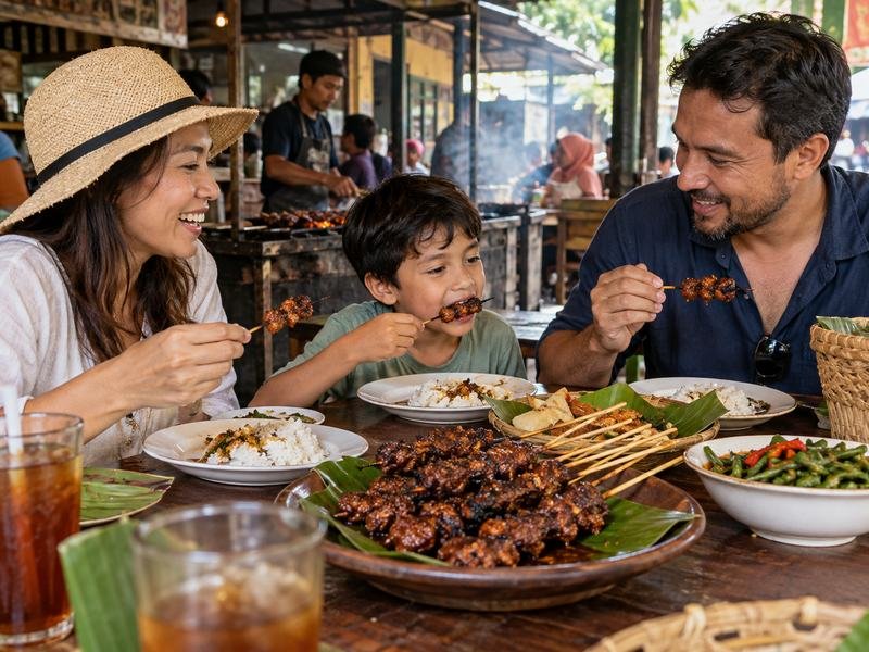 suasana makan sate di warung Mataram