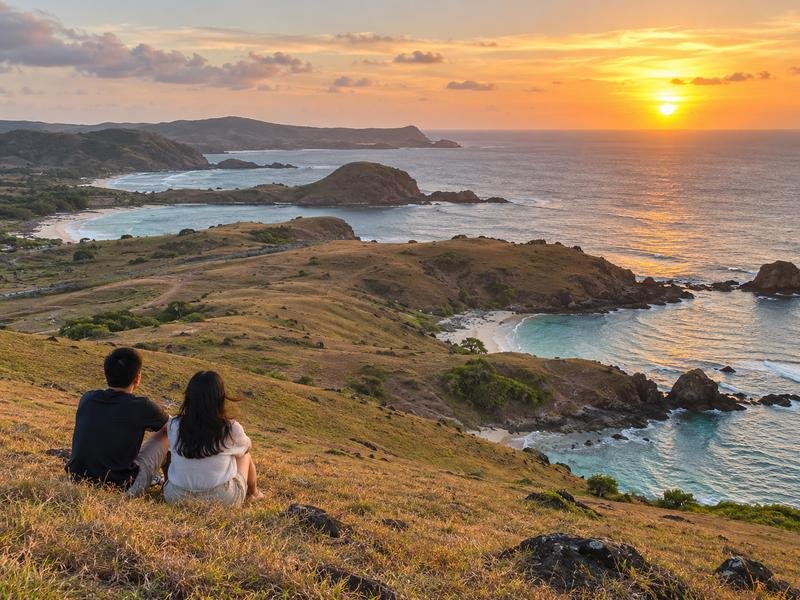 sunset di bukit merese lombok